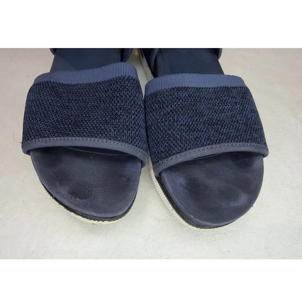 Eileen Fisher Knit Platform Sandals Women 8 Navy Blue Back Zip High Top